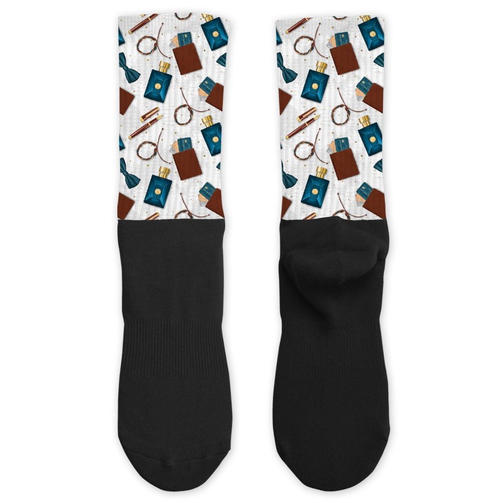 Gentlemen's Cologne Suede Leather Belt Dapper Design Cotton Athletic Socks